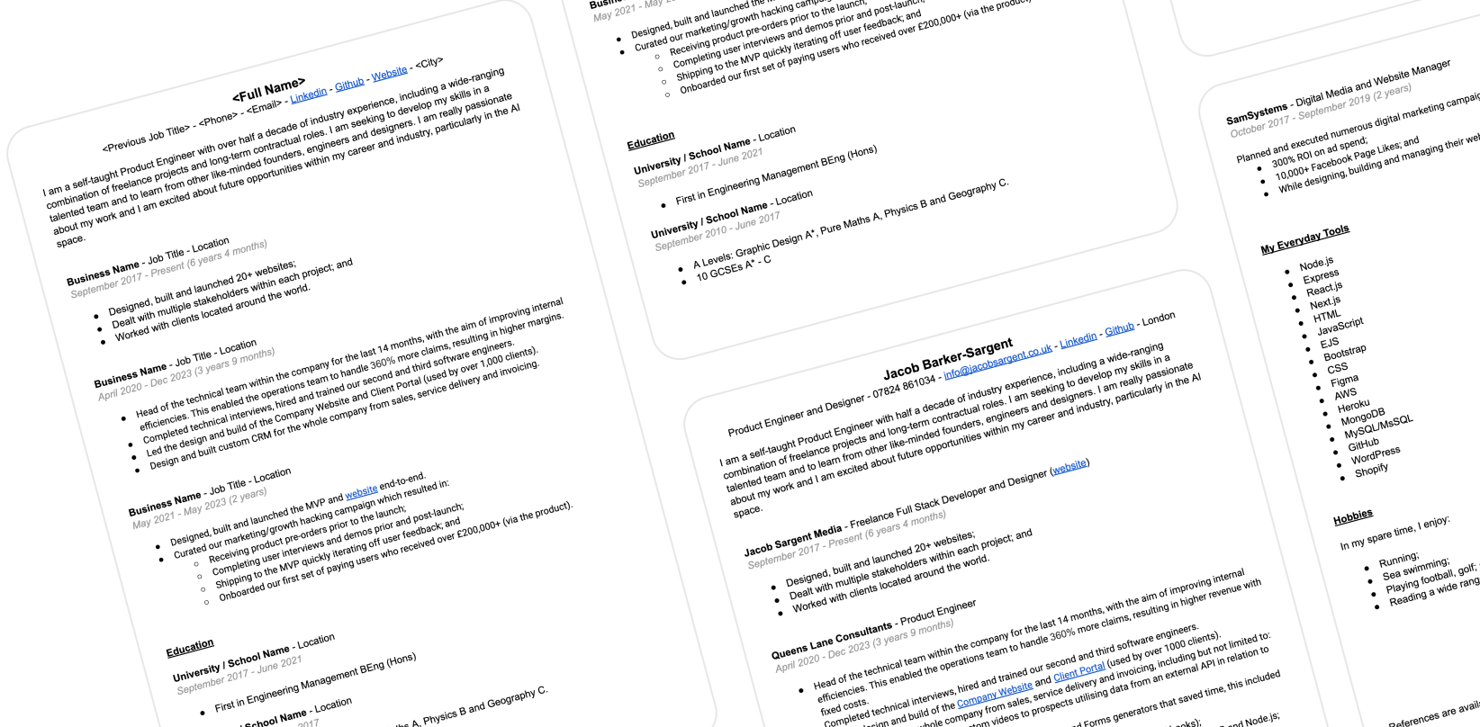 CV template preview